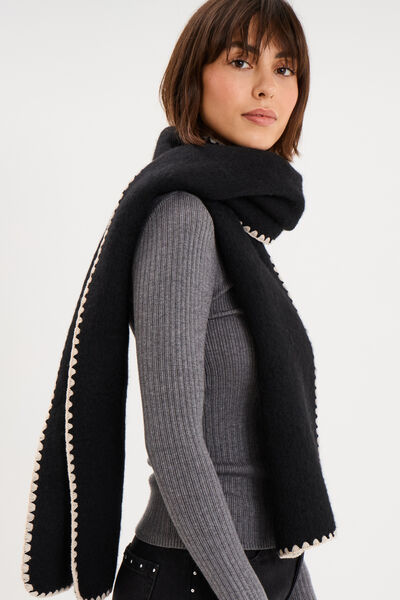 &Eacute;charpe avec broderie contrast&eacute;e noir femme