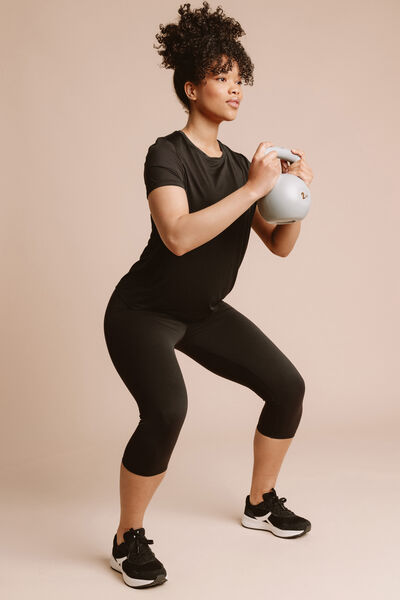 Legging corsaire de sport stretch noir femme