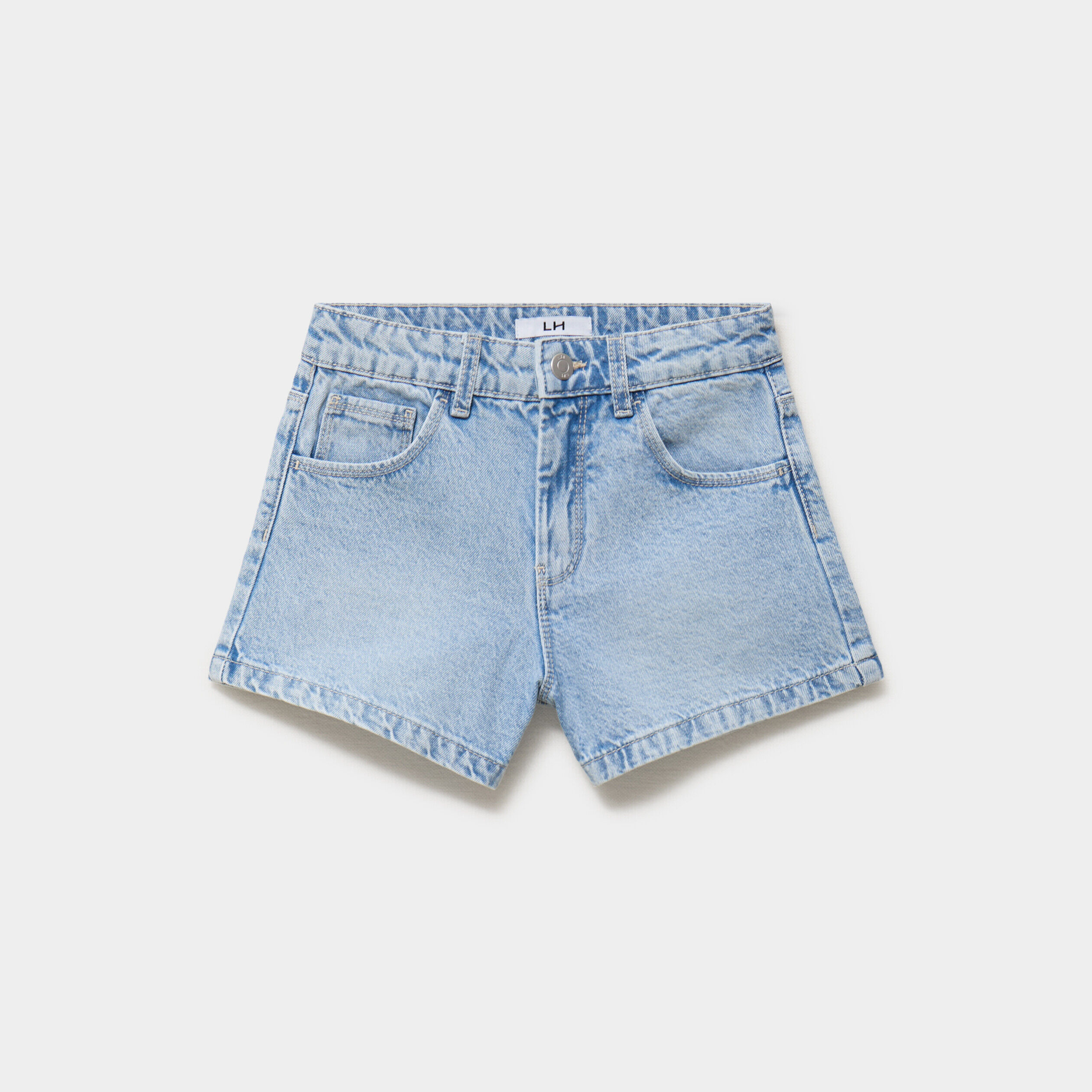 Short en jean taille ajustable coton denim bleach fille LH