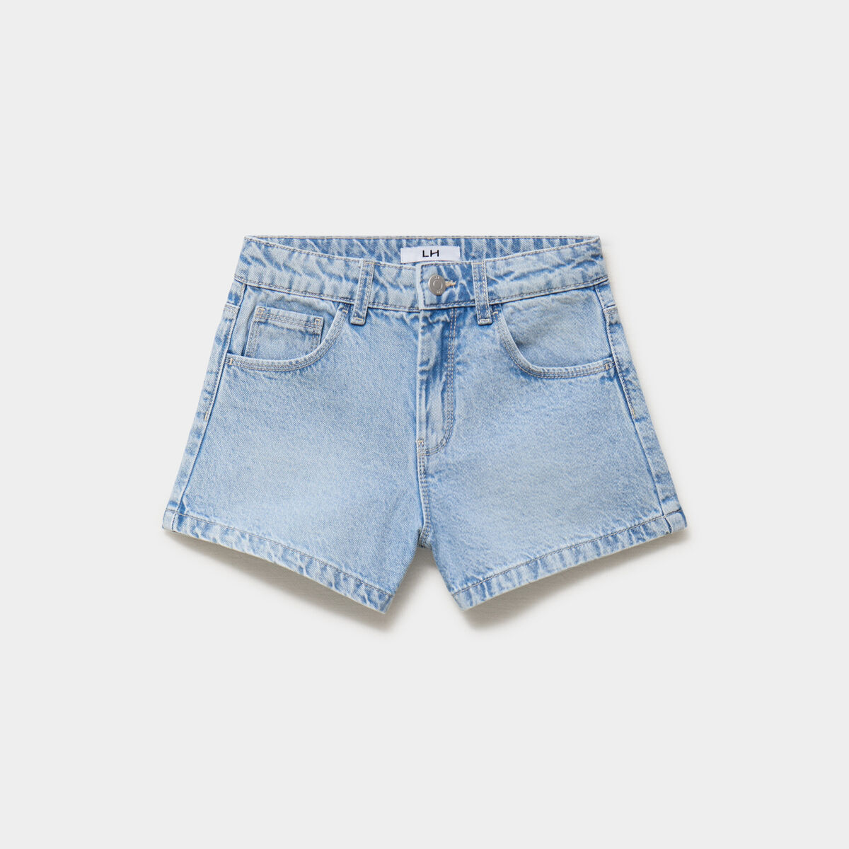 Short en jean taille ajustable coton denim bleach fille