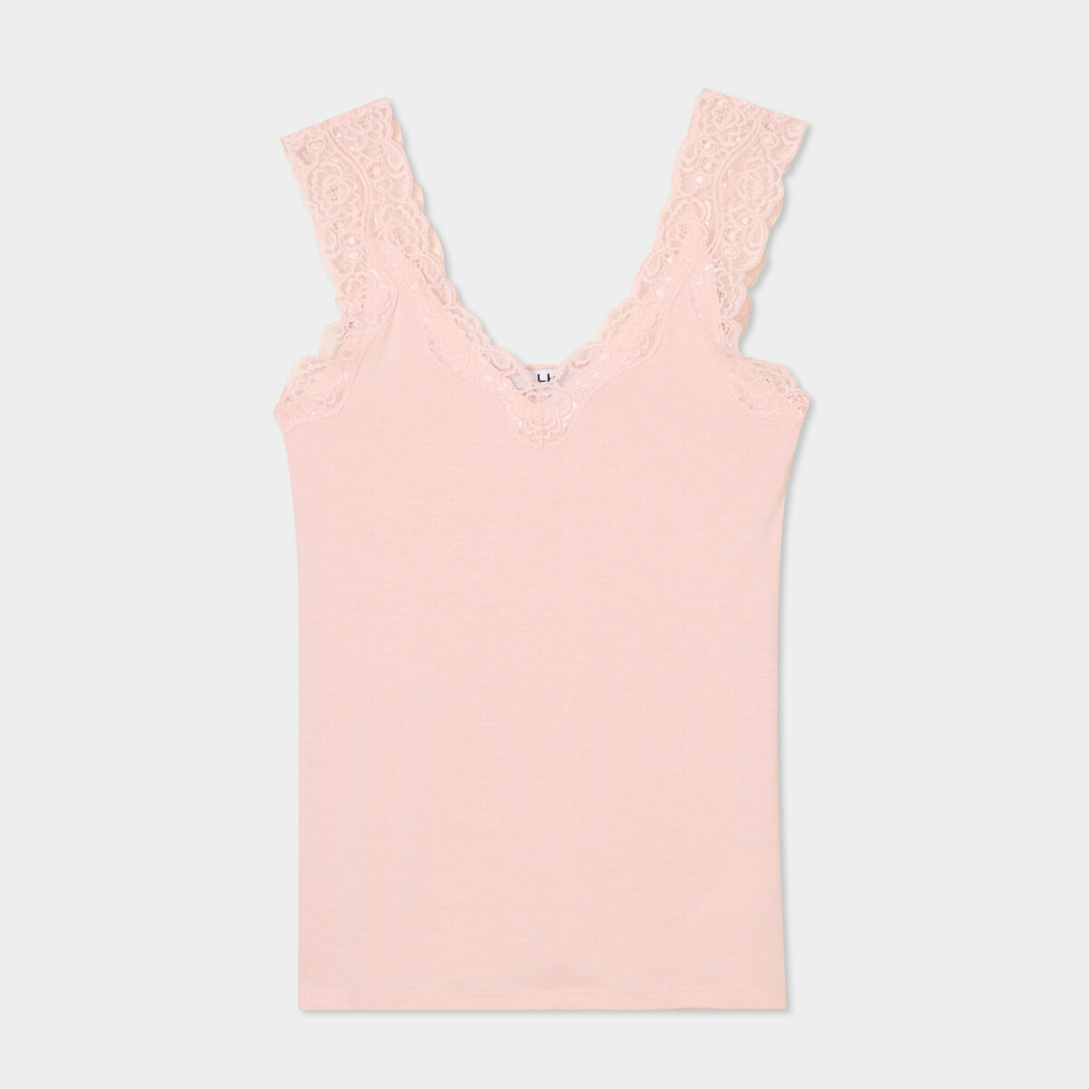 Débardeur ajusté avec dentelle rose clair femme