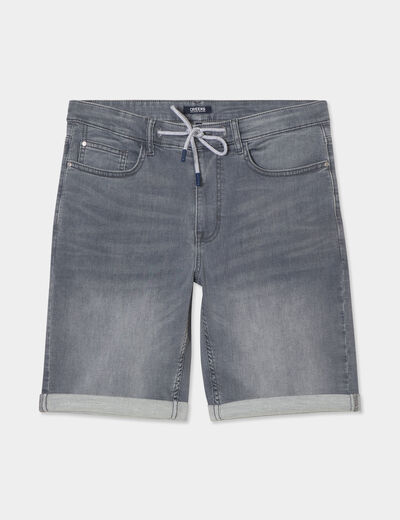 Bermuda droit à coulisse en jean Creeks denim gris homme