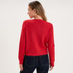 Gilet col rond manches longues rouge femme