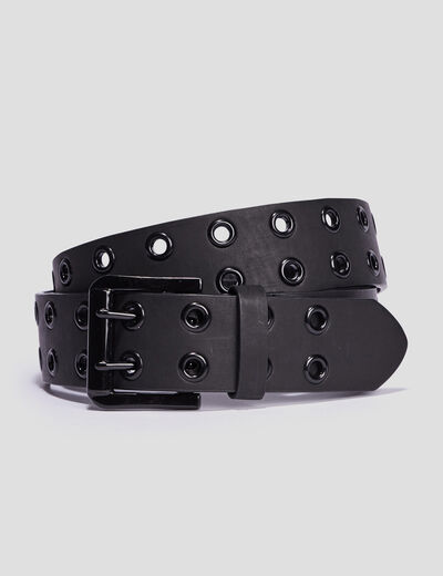 Ceinture avec oeillets noir femme