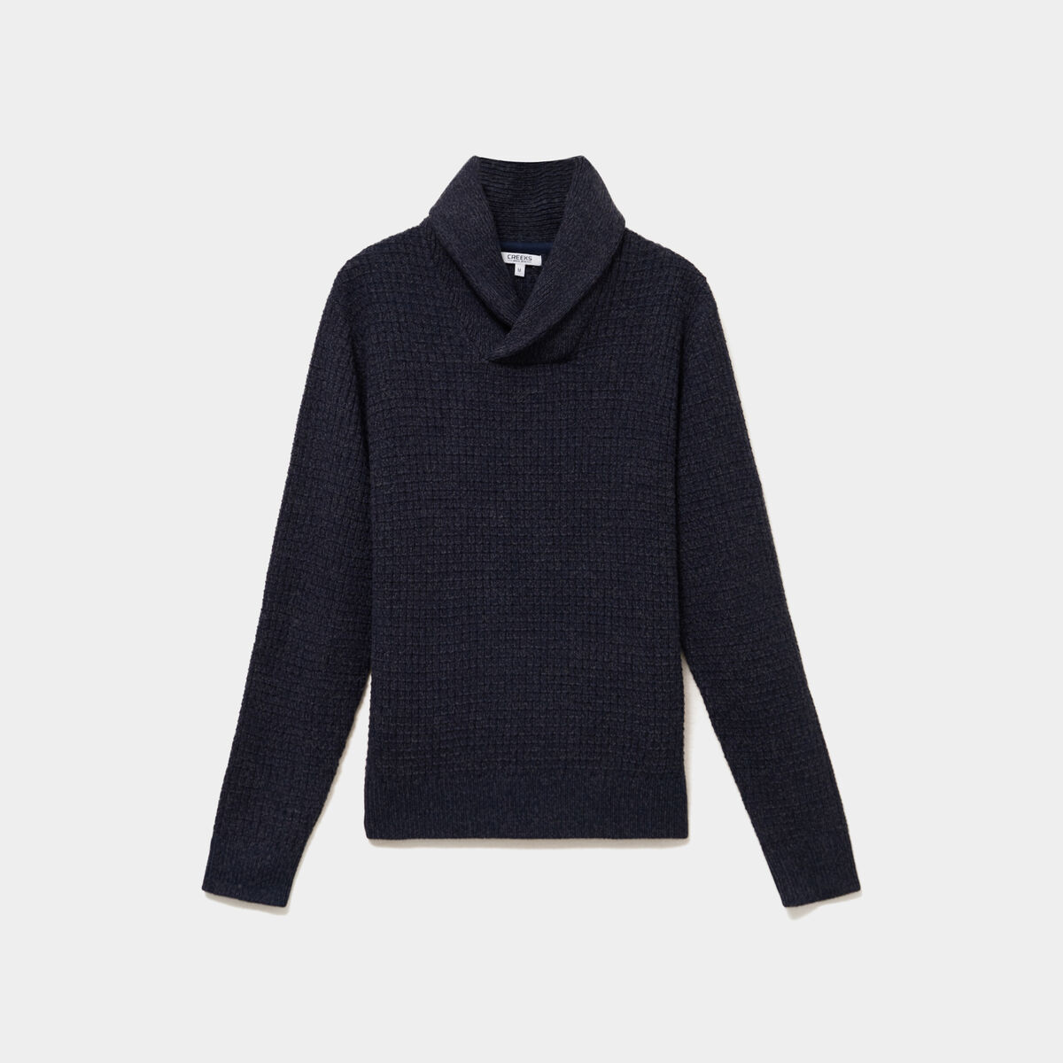 Pull col ch&acirc;le manches longues bleu marine homme