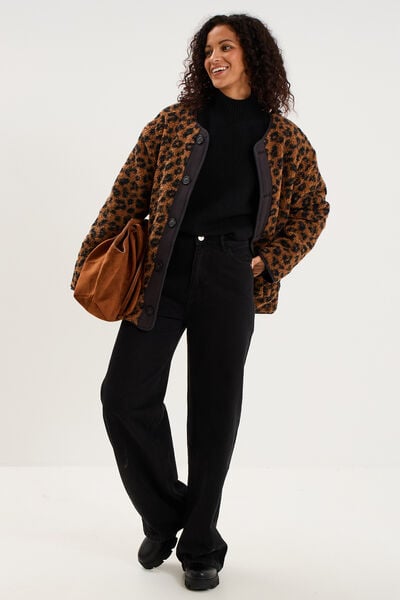 Pull droit avec col montant noir femme