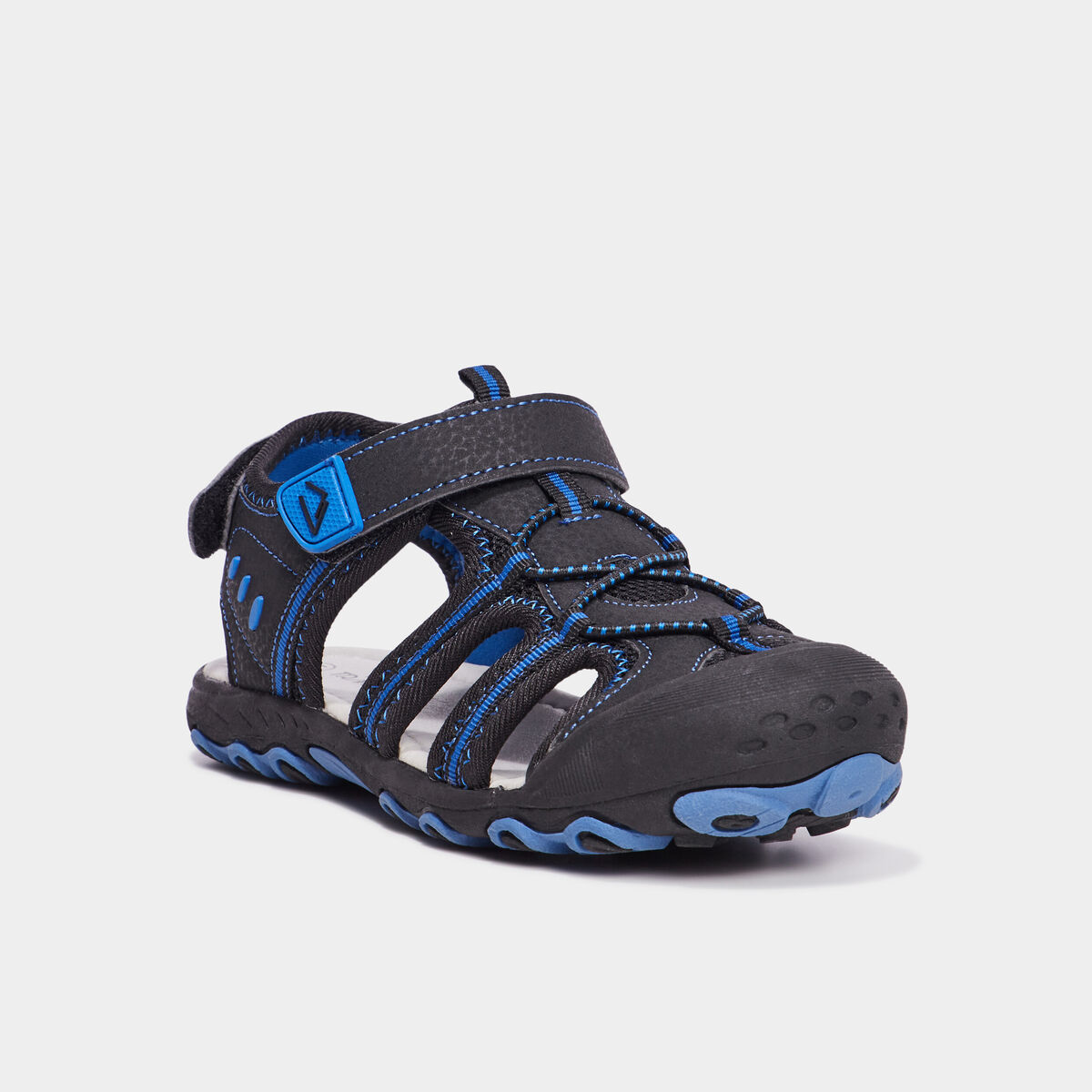 Sandales &agrave; bout renforc&eacute; avec scratchs bleu gar&ccedil;on