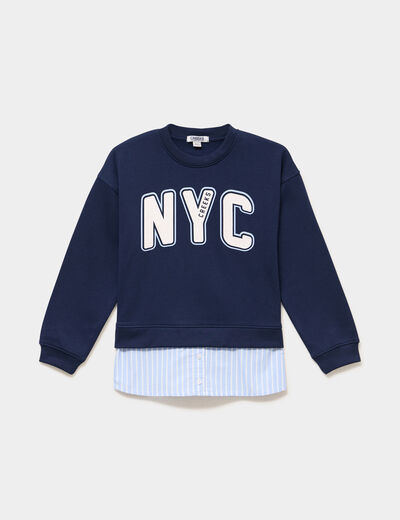 Sweat effet 2-en-1 oversize bleu marine fille