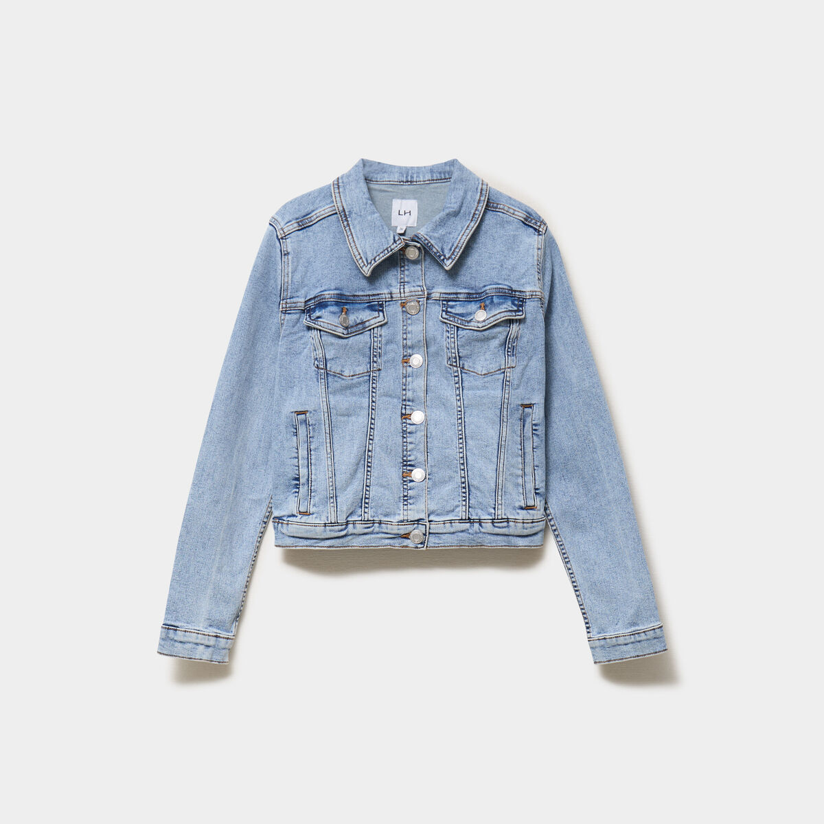 Veste en jean ajust&eacute;e boutonn&eacute;e denim double stone femme