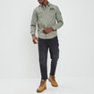 Chemise coton manches longues vert kaki homme