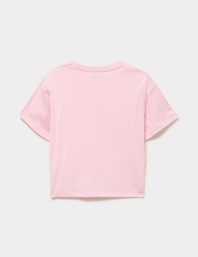 T-shirt manches courtes coton rose clair fille