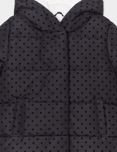 Doudoune fourrée mi-longue à capuche gris foncé fille