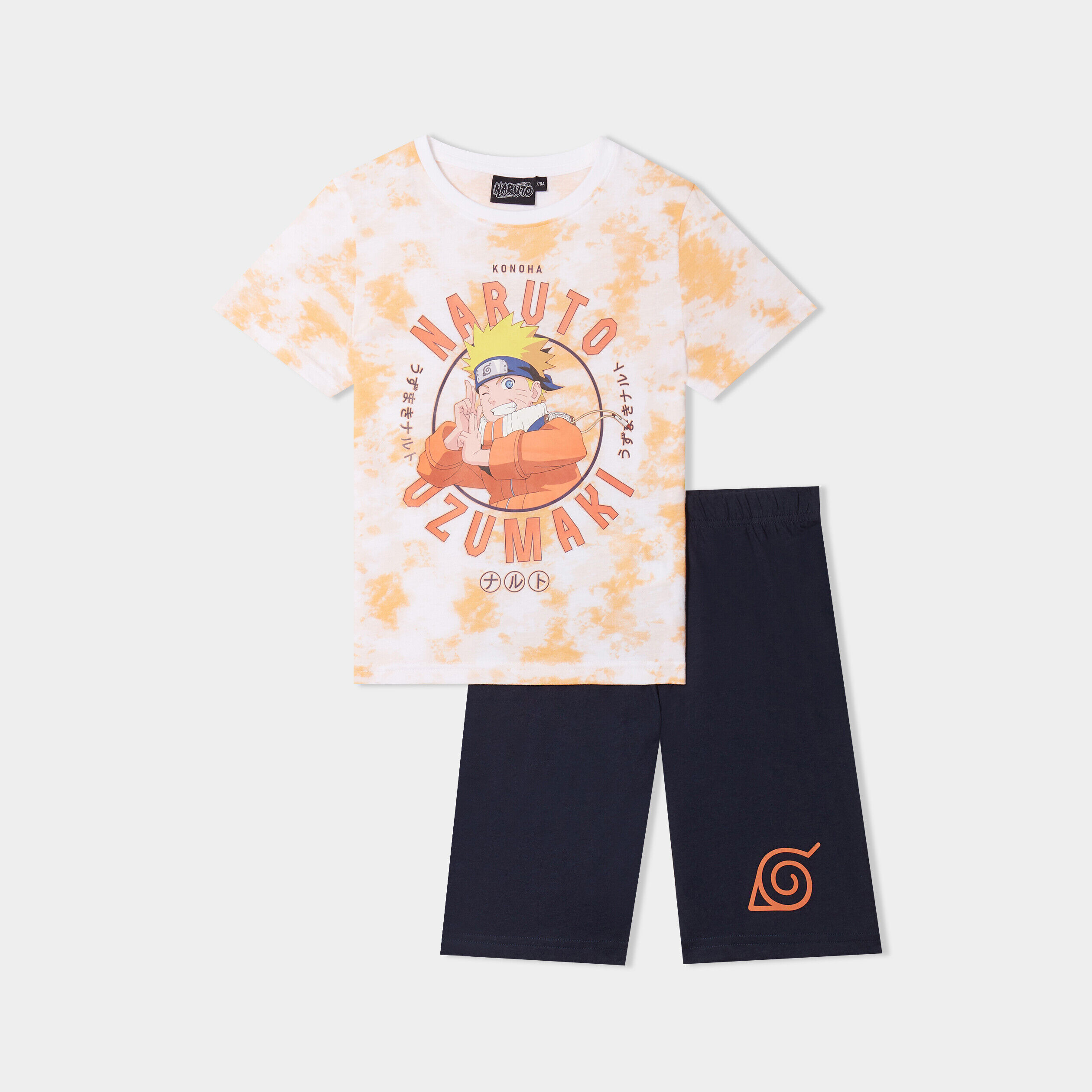 Ensemble pyjama short coton Naruto orange corail garçon
