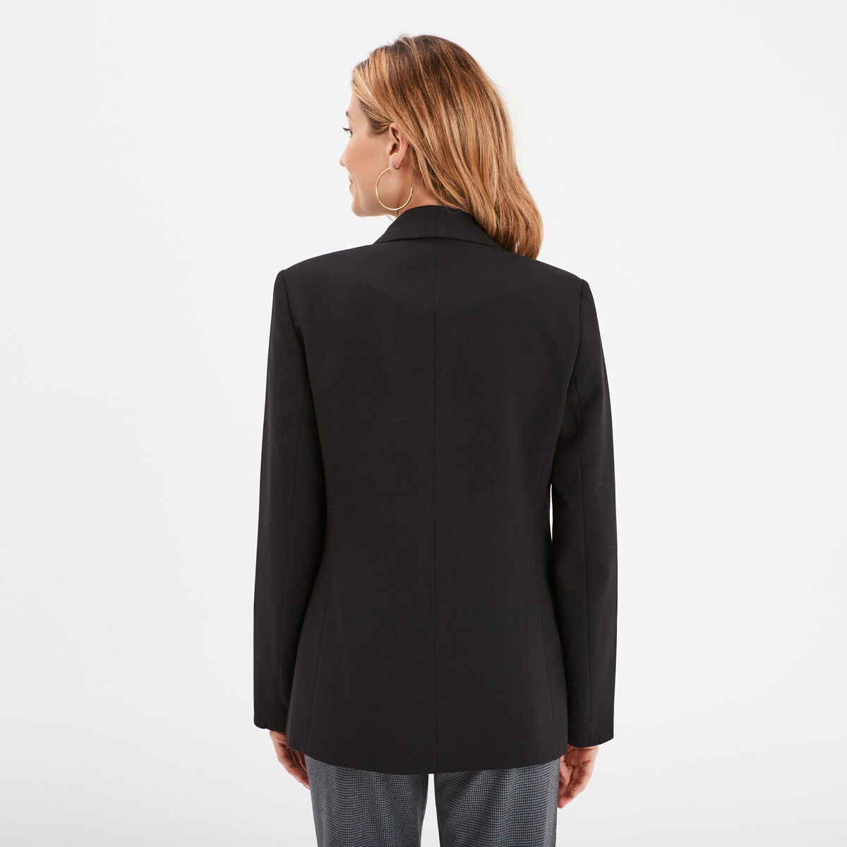 Veste blazer coupe droite col châle noir femme