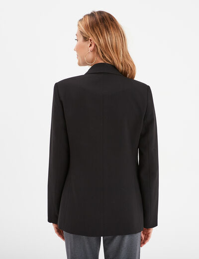 Veste blazer coupe droite col châle noir femme