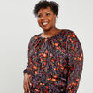 Blouse manches longues détail bijou noir femme grande taille