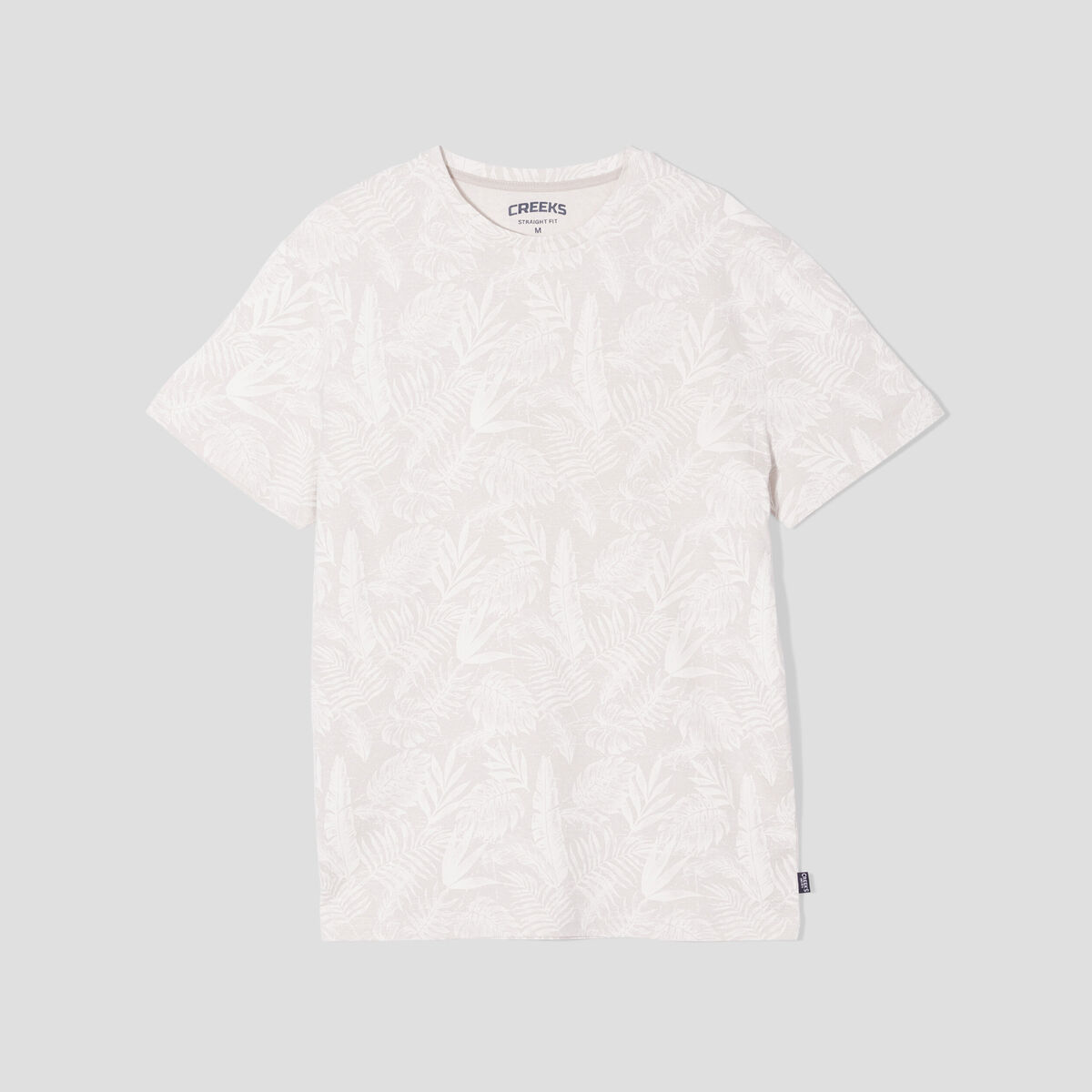 T-shirt manches courtes col rond beige homme