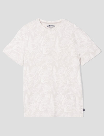 T-shirt manches courtes col rond beige homme