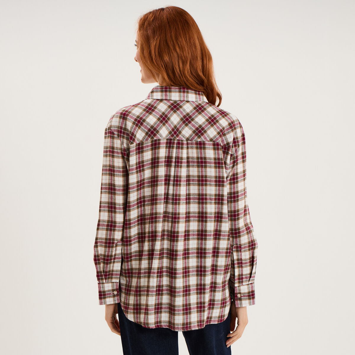 Chemise manches longues coton bordeaux femme