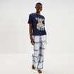 Ensemble pyjama pantalon t-shirt coton bleu femme