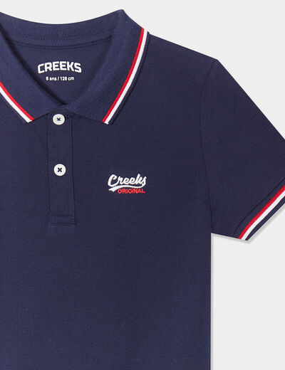 Polo manches courtes coton bleu marine gar&ccedil;on