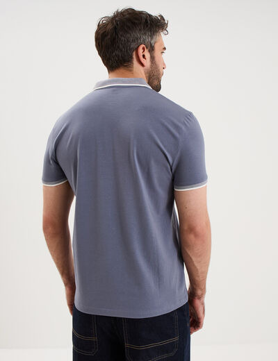 Polo slim manches courtes stretch bleu gris homme