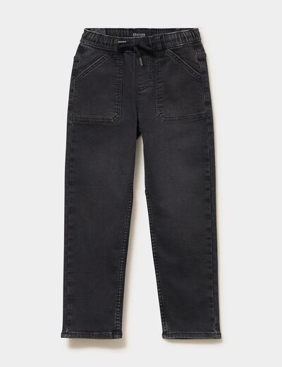 Jeans jogger droit denim noir gar&ccedil;on