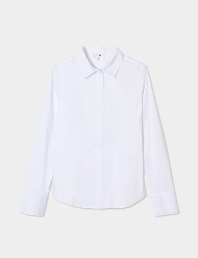 Chemise cintrée manches longues blanc femme