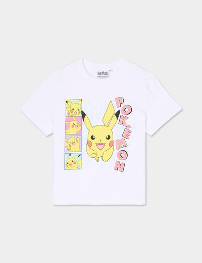 T-shirt manches courtes Pokémon Pikachu blanc fille