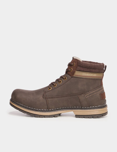 Bottines semelle crant&eacute;es marron homme