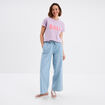 T-shirt droit manches courtes coton violet clair femme