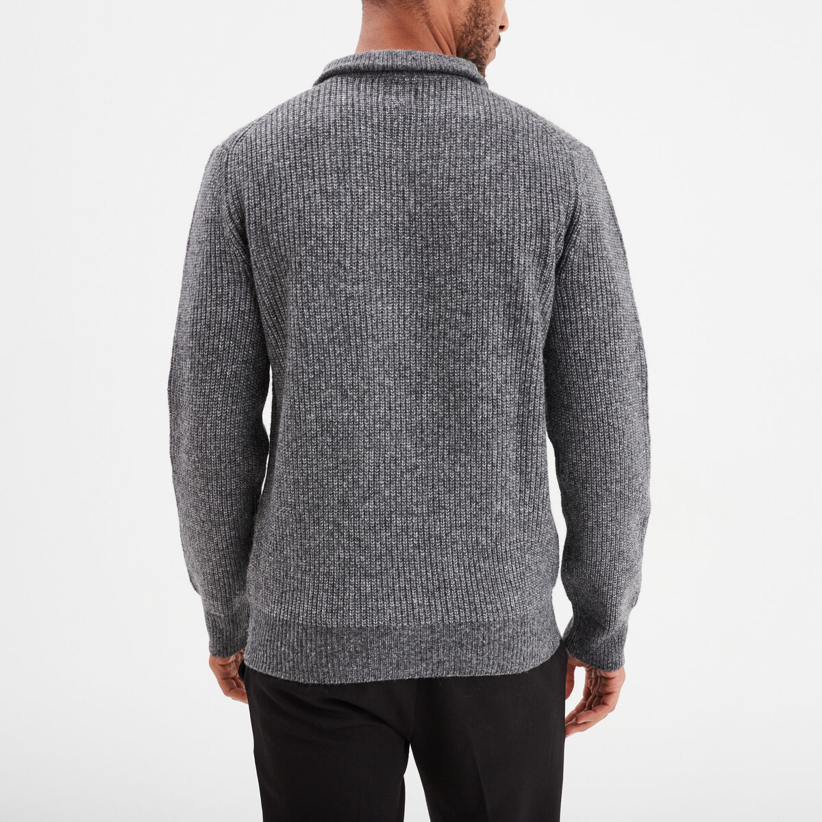 Gilet col camionneur zippé côtelé gris foncé homme