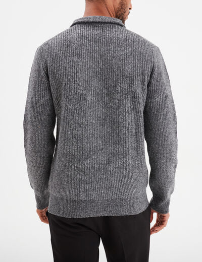 Gilet col camionneur zippé côtelé gris foncé homme