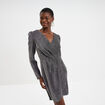Robe paillettes portefeuille courte gris argent femme