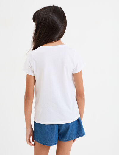 T-shirt manches courtes en coton blanc fille