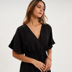 Robe longue &eacute;vas&eacute;e col cache-coeur noir femme