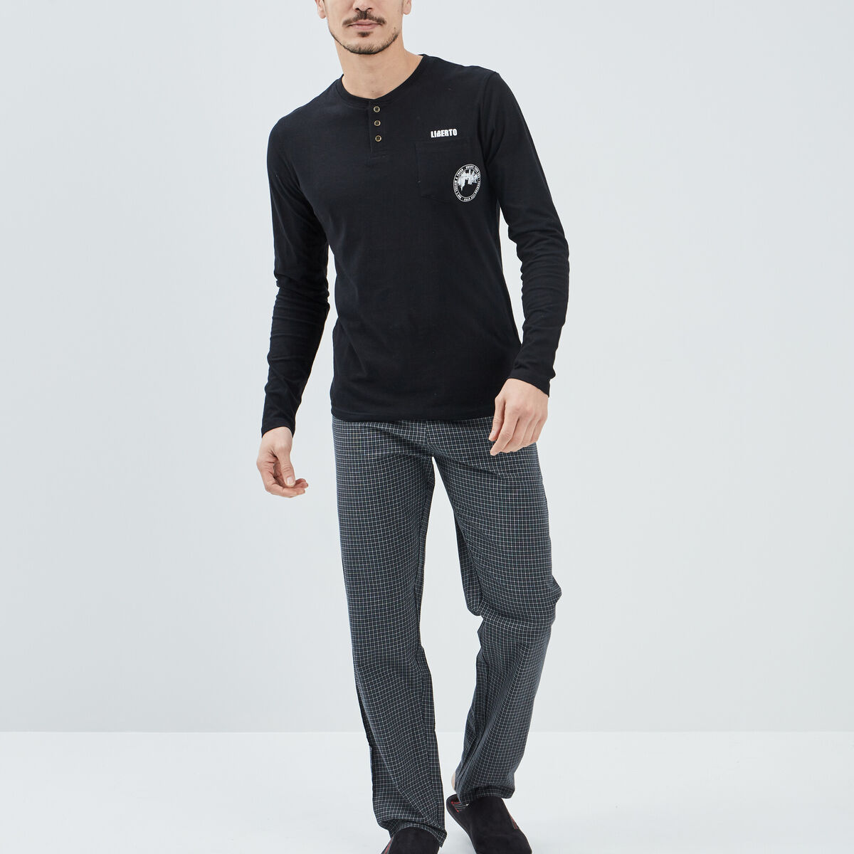 Ensemble pyjama 2 pièces noir homme