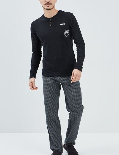 Ensemble pyjama 2 pièces noir homme