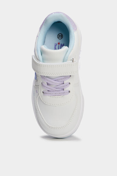 Tennis basses &agrave; scratchs et sequins blanc fille