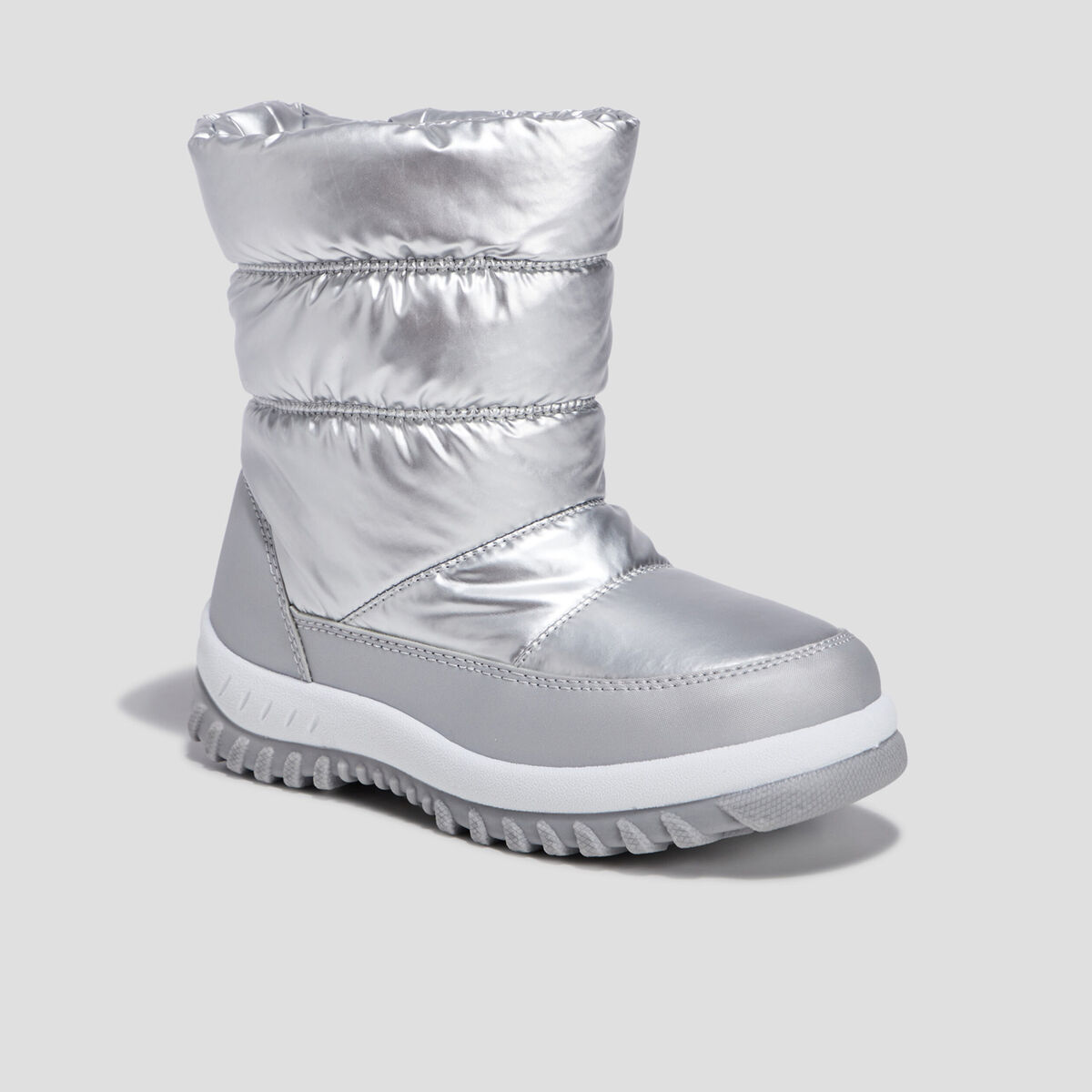 Bottes de neige métallisées gris argent fille