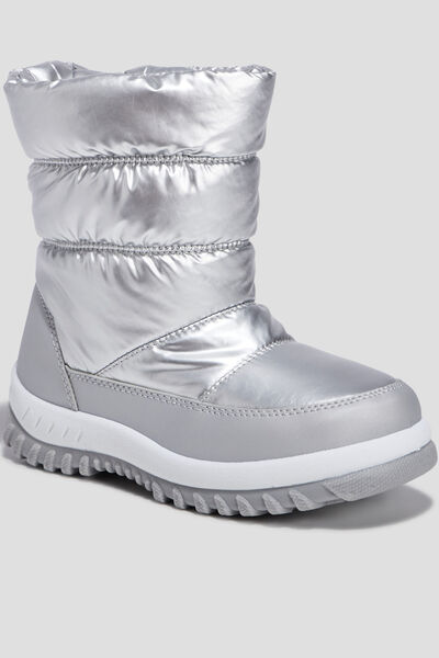 Bottes de neige m&eacute;tallis&eacute;es gris argent fille