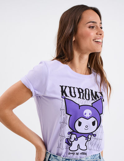 T-shirt coton Hello Kitty Kuromi parme femme