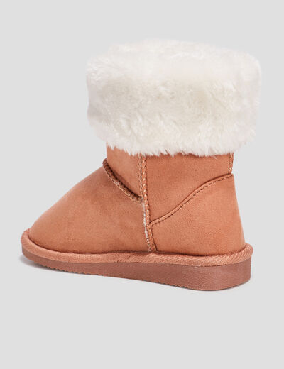 Bottines fourrées bout rond camel fille