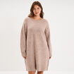 Robe pull droite boutons &eacute;paule sable femme grande taille