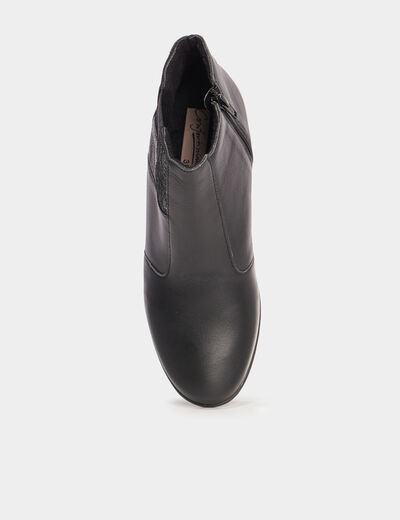 Boots talons fermeture zippée cuir noir femme