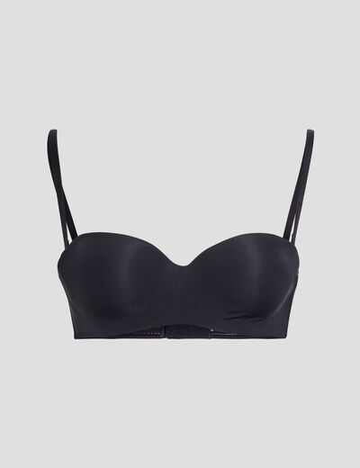 Soutien-gorge bandeau microfibre noir femme