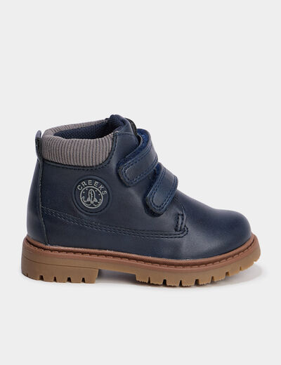 Boots &agrave; scratchs bleu marine b&eacute;b&eacute; gar&ccedil;on