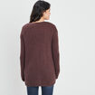 Gilet long manches longues marron foncé femme