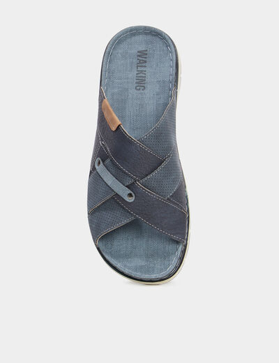 Mules brides croisées bleu homme