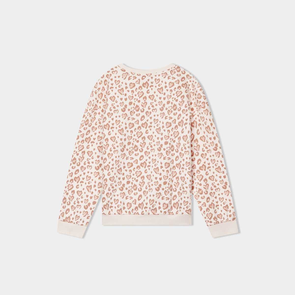 Sweat col rond manches longues beige fille